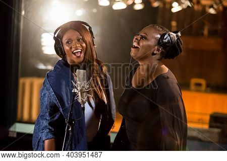 Waje Nigerian Singer Recording Vocal Part On Afro-pop Song In Studio With Judith Sephuma