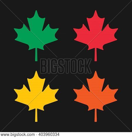 Maple Leaf Vector Shape Icon. Color Set. Forest And Wood Symbol Sign. Nature Tree Logo. Canada Label