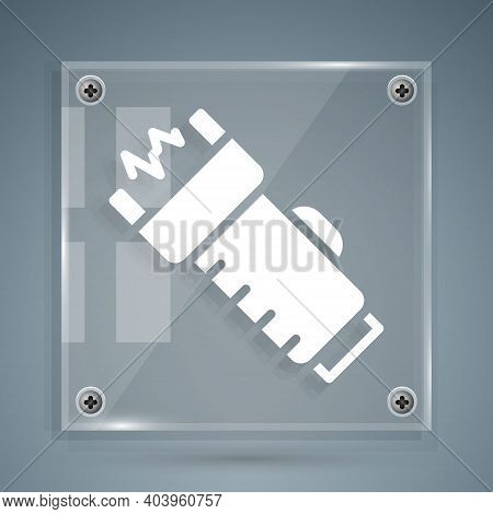 White Police Electric Shocker Icon Isolated On Grey Background. Shocker For Protection. Taser Is An 