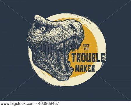 Vintage Typography T-shirt Graphics With Trex Face, Vector Illustration.