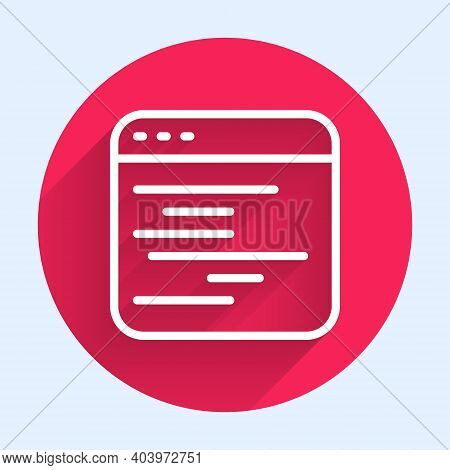 White Line Software, Web Developer Programming Code Icon Isolated With Long Shadow Background. Javas