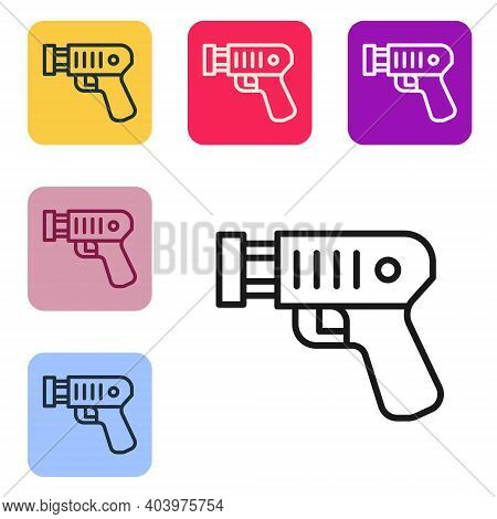 Black Line Police Electric Shocker Icon Isolated On White Background. Shocker For Protection. Taser 