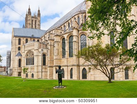 Canterbury Cathedral with The Son of Man Statue in Canterbury, Kent,  England