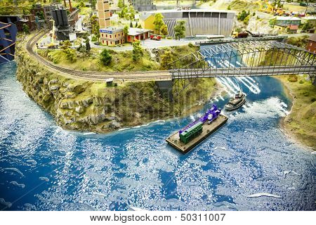 Saint Petersburg, RUSSIA - August 25: Fragment Big Grand Maket Russia, St. Petersburg 25, 2013 in Russia. Grand Maket Russia the world's largest model of Russia from Kaliningrad to the Far East.