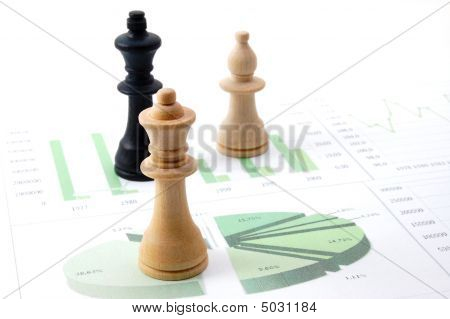 Chess Mann über Business Diagramm