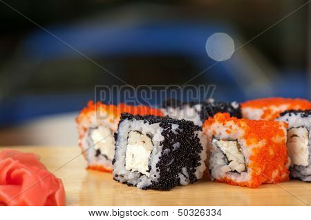 Japanese cuisine - tobico sushi rolls