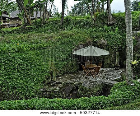 Chair and table setting outdoor