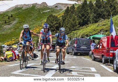 Amateur Cyclists In Pyrenees Mountains