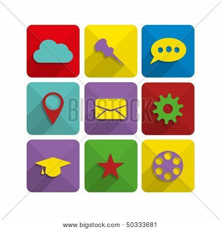 Flat long shadow icons