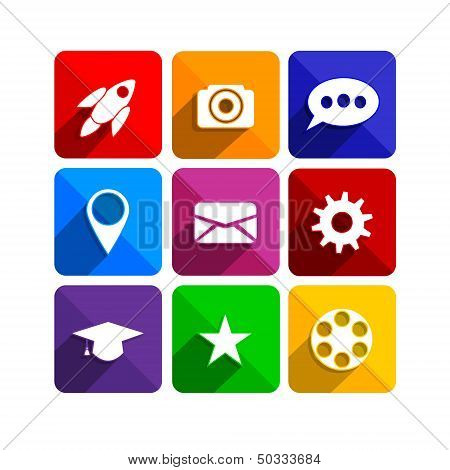 Flat long shadow icons