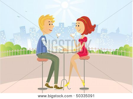 Two Lovers In Cafe
