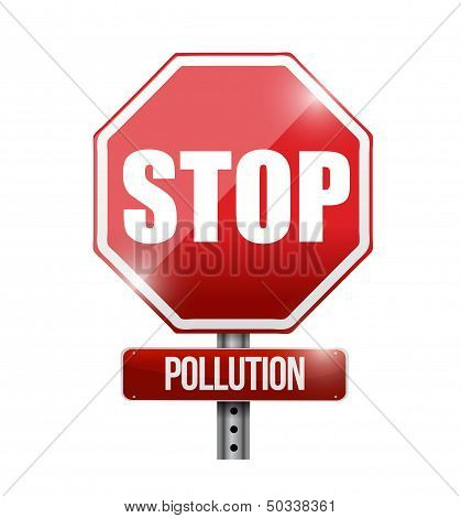 Stop Pollution Road Sign Illustration Design