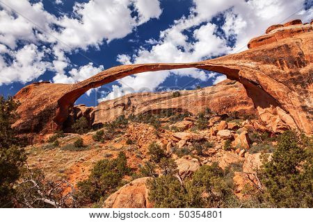 Landscape Arch Blue Sky Rock Canyon Devils Garden Arches National Park Moab Utah