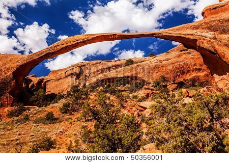 Landscape Arch Blue Skies Rock Canyon Devils Garden Arches National Park Moab Utah