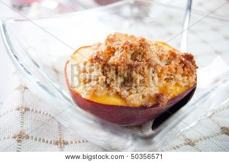 Fried Peach With Amaretto Cookies Dessert