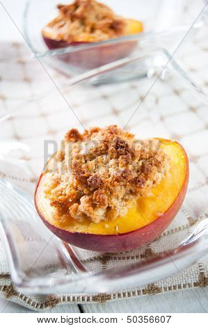 Fried Peach With Amaretto Cookies Dessert