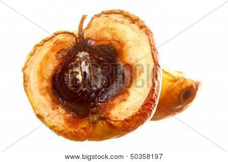Rotten Apple Halves Isolated. Food Waste.