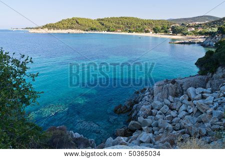 Beachscape of the Aegean sea, Destenika beach, Sithonia