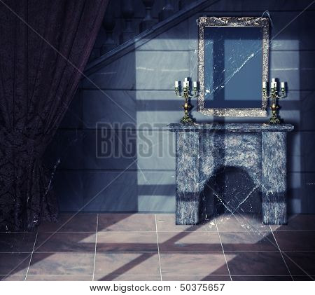 Interior Of Old Dark Abandoned Castle