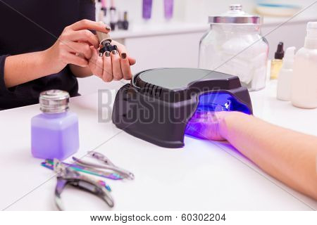 Nail saloon UV lap of quick dry nail polish manicure