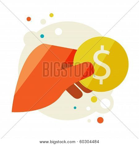 Man's hand holding a coin