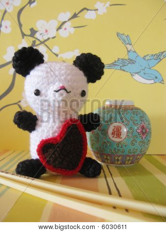 o panda do coração chocolate