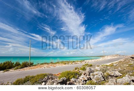 Glass window bridge and Caribbean sea on Eleuthera island Bahamas