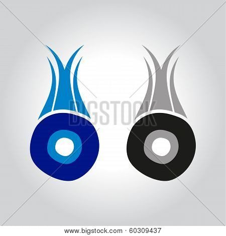 tulip and evil eye logo, icon and symbol vector illustration