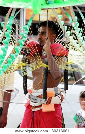 Penang, Malaysia - January 17: Indian Devotee Prepare For Celebrate At Thaipusam Festival On January