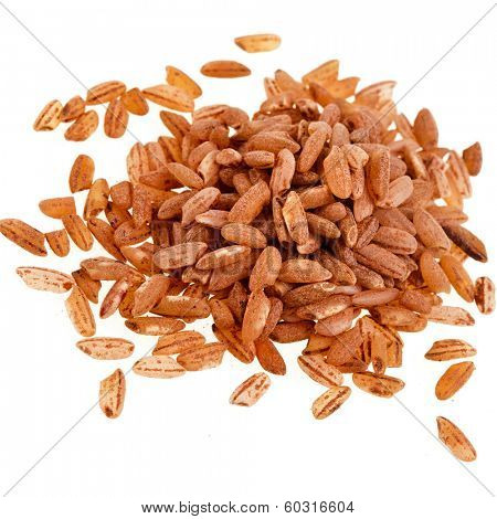 Pile of Brown Rice Isolated on White Background 