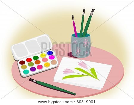 Equipment for painting art.