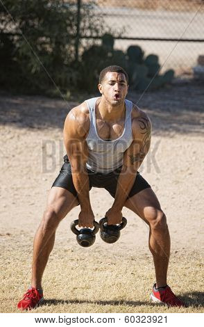 Strong Man Lifting Weights