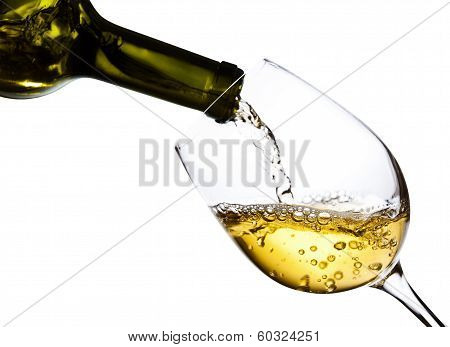 White Wine Isolated  On White Background