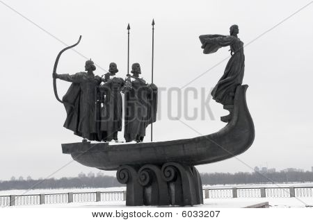 Kiev - Ukraina - grundarear av staden Monument