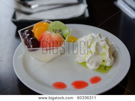 Fruit mousse layered in a glass