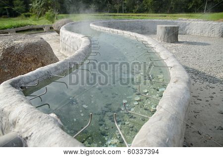 Boiling Eggs At Sankampang Hot Spring,