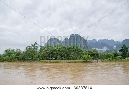asian urban landscape,Vangvieng, Laos