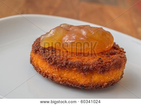 Deep Fried Camembert With Pear Cinnamon Marmelade