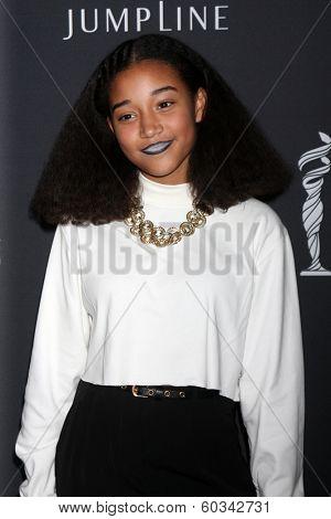 LOS ANGELES - FEB 22:  Amandla Stenberg at the 16th Annual Costume Designer Guild Awards at Beverly Hilton Hotel on February 22, 2014 in Beverly Hills, CA