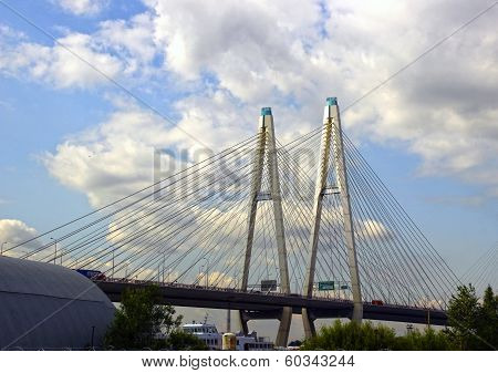 Large Obukhov Cable-stayed Bridge Across The Neva River In St. Petersburg