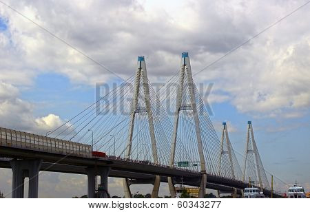 Large Obukhov Cable-stayed Bridge Across The Neva River In St. Petersburg