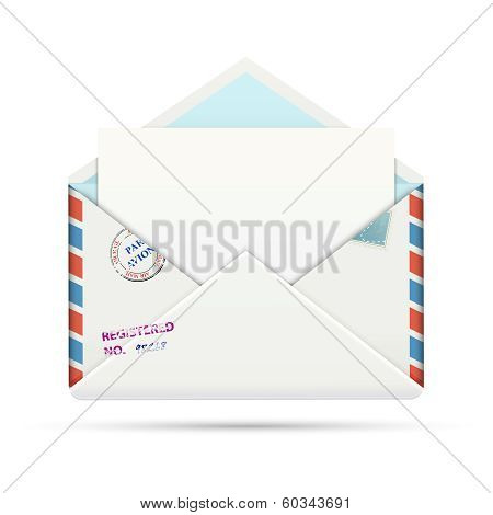 Open Old-fashioned Airmail Paper Envelope