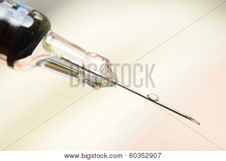 detail of the tip of a hypodermic syringe