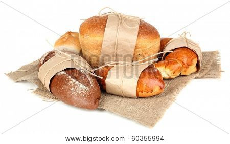 Different types of bread isolated on white