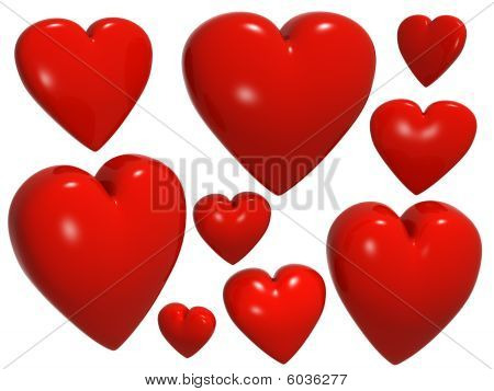 Kilenc szívét elszigetelt fehér