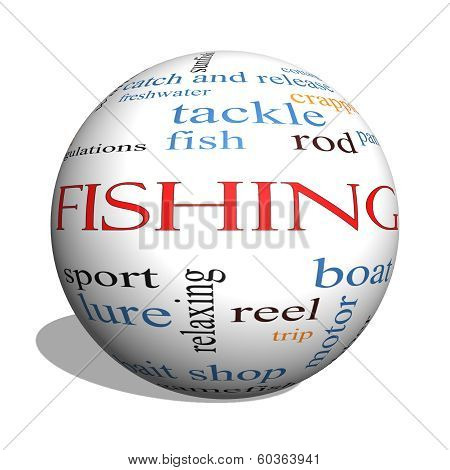 Fishing 3D Sphere Word Cloud Concept