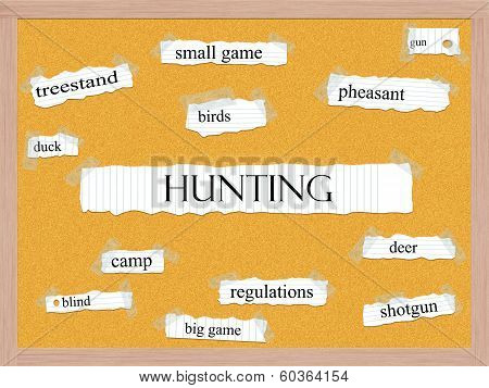 Hunting Corkboard Word Concept