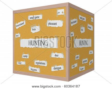 Hunting 3D Cube Corkboard Word Concept