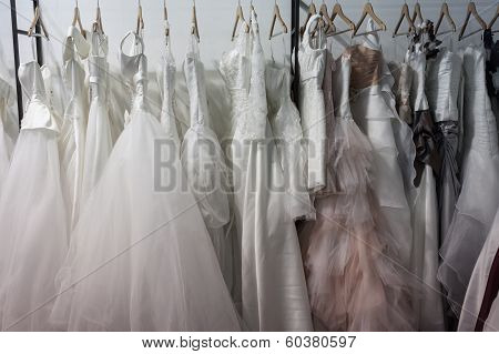 Wedding Dresses On Display At Mipap Trade Show In Milan, Italy