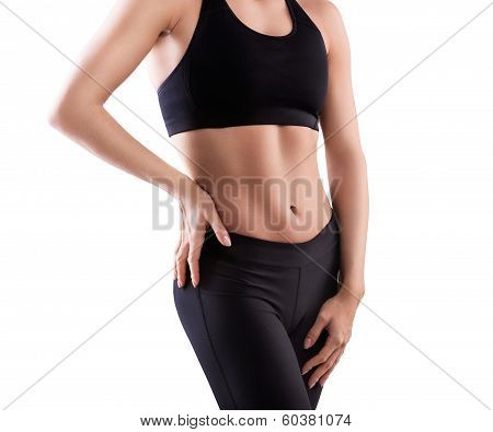 Fitness Female Bodybuilder Isolated On White